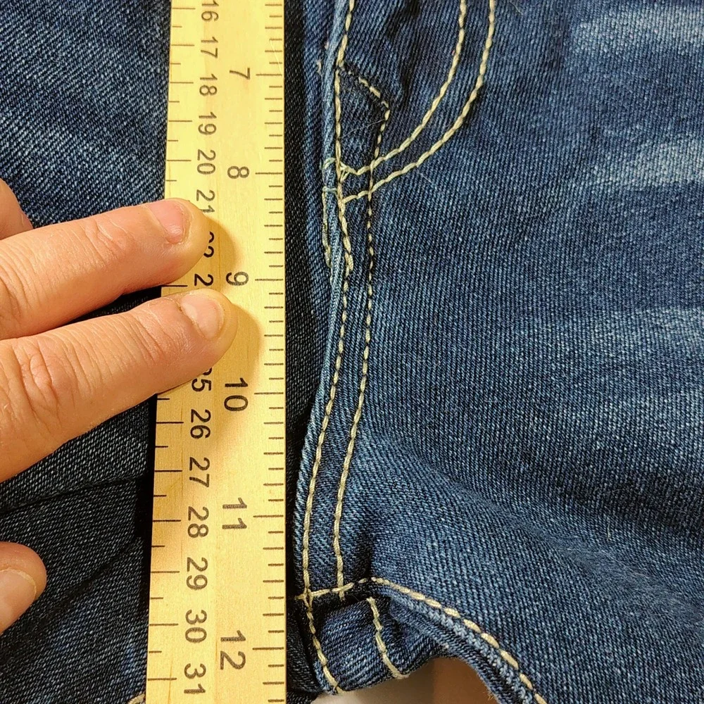 True Religion Geno Big T Flap Slim Jeans Mens Size 38 Medium Lagoon W38 L32 Wash
